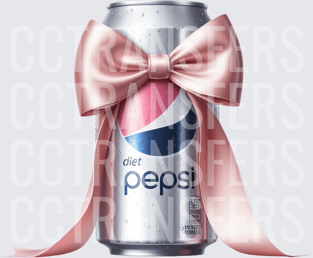 Chilled Silver Soda Can with Pink Satin Bow (DTF)