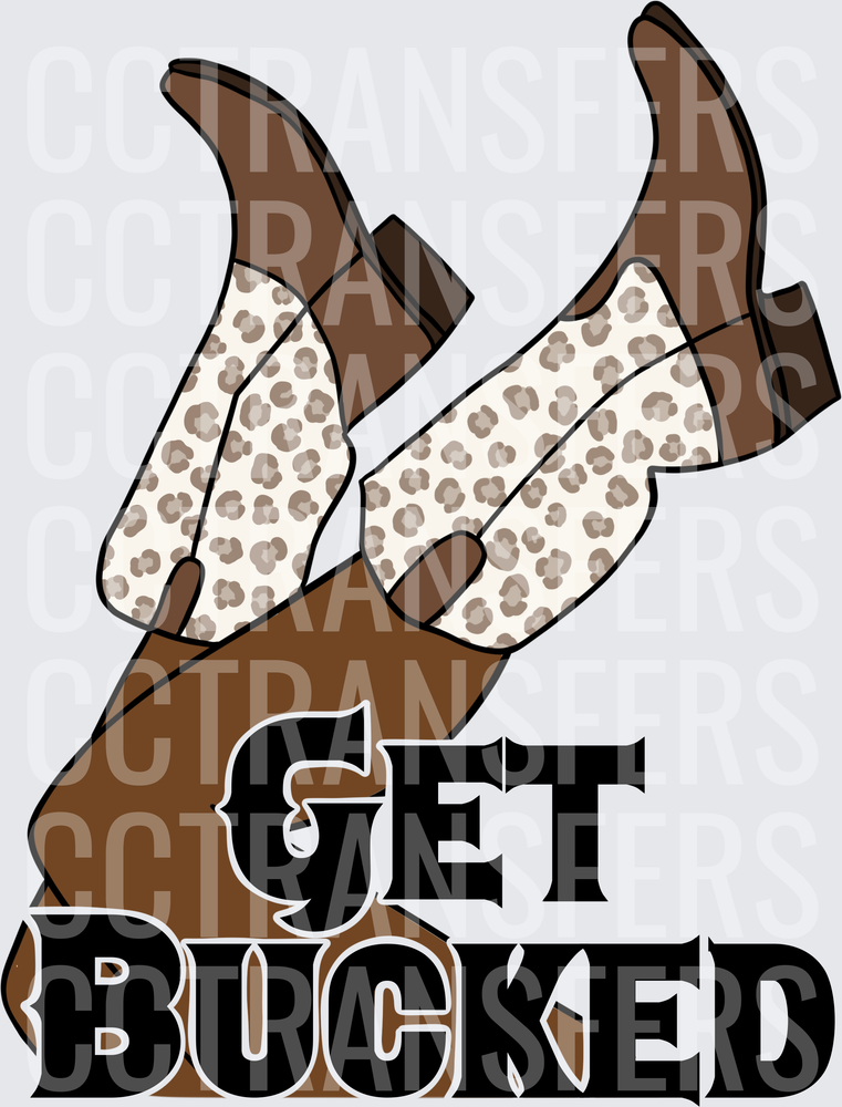 Get Bucked Leopard Print Cowboy Boots Kicked Up (DTF)