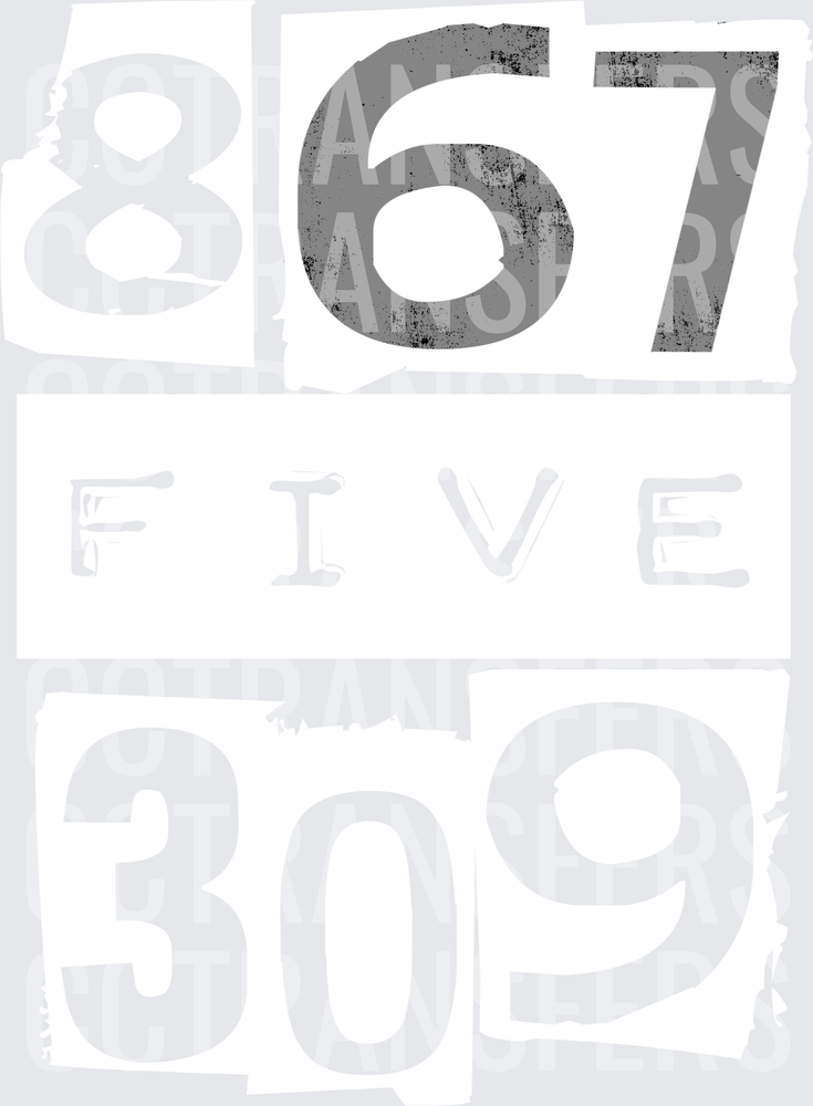 Distressed Bold Number 67 Gray Vintage Grunge (DTF)