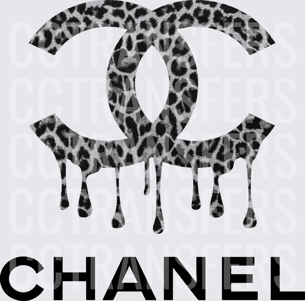 Leopard Print Dripping Interlocked CC Logo (DTF)