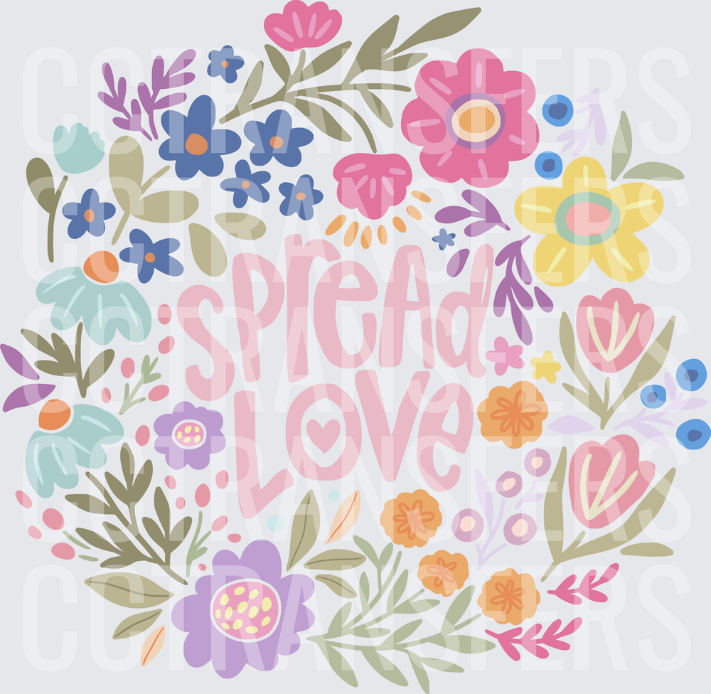 Spread Love Floral Wreath Boho Wildflower Circle (DTF)