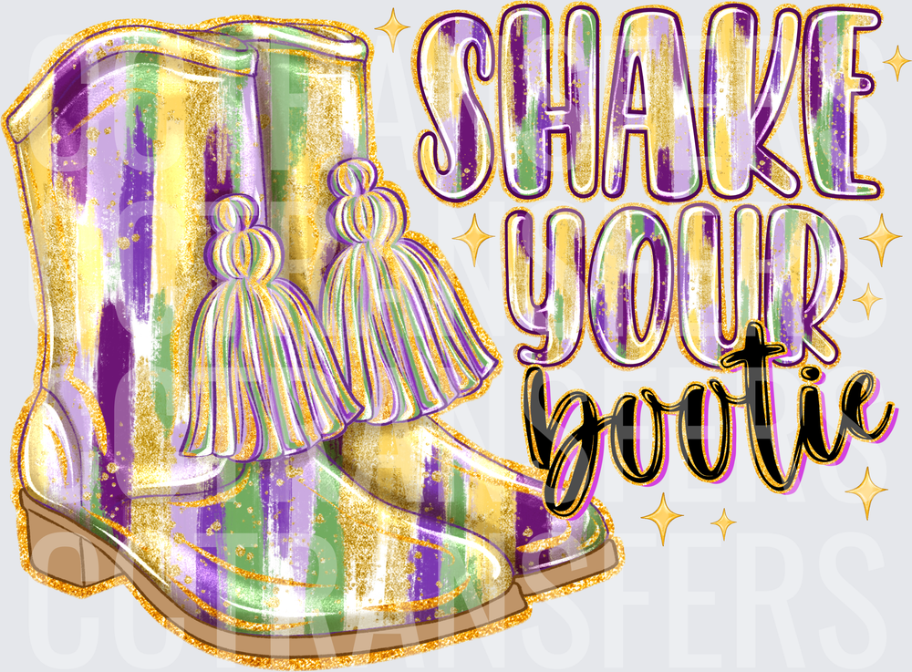 Shake Your Bootie Mardi Gras Boots with Tassels (DTF)