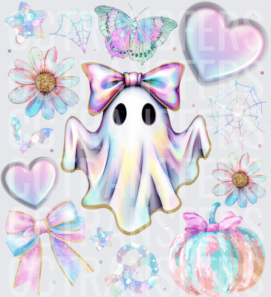 Pastel Halloween Ghost Bow Pumpkin Elements Sheet (DTF)