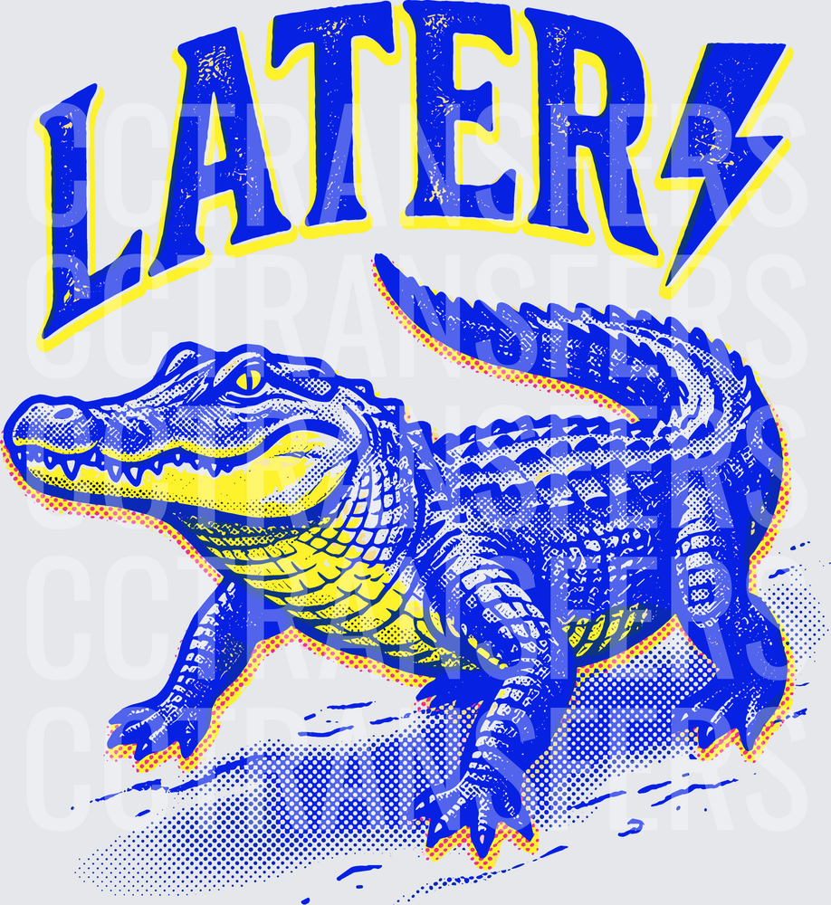 Later Lightning Bolt Blue Gold Alligator (DTF)