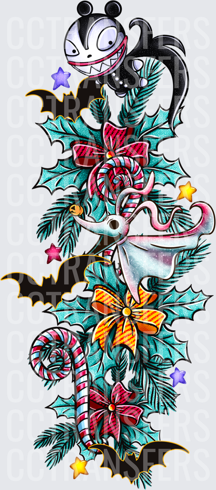 Spooky Christmas Totem Bats Holly Candy Cane Ghost (DTF)