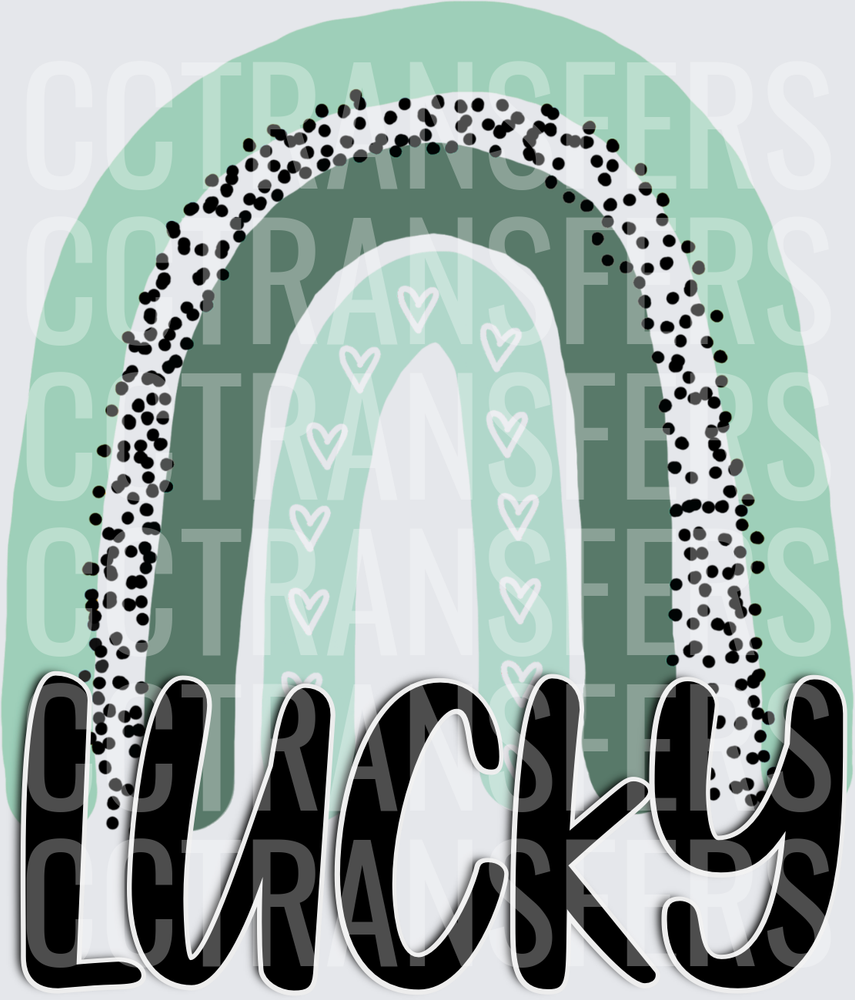 Lucky Green Boho Rainbow with Hearts and Dots (DTF)