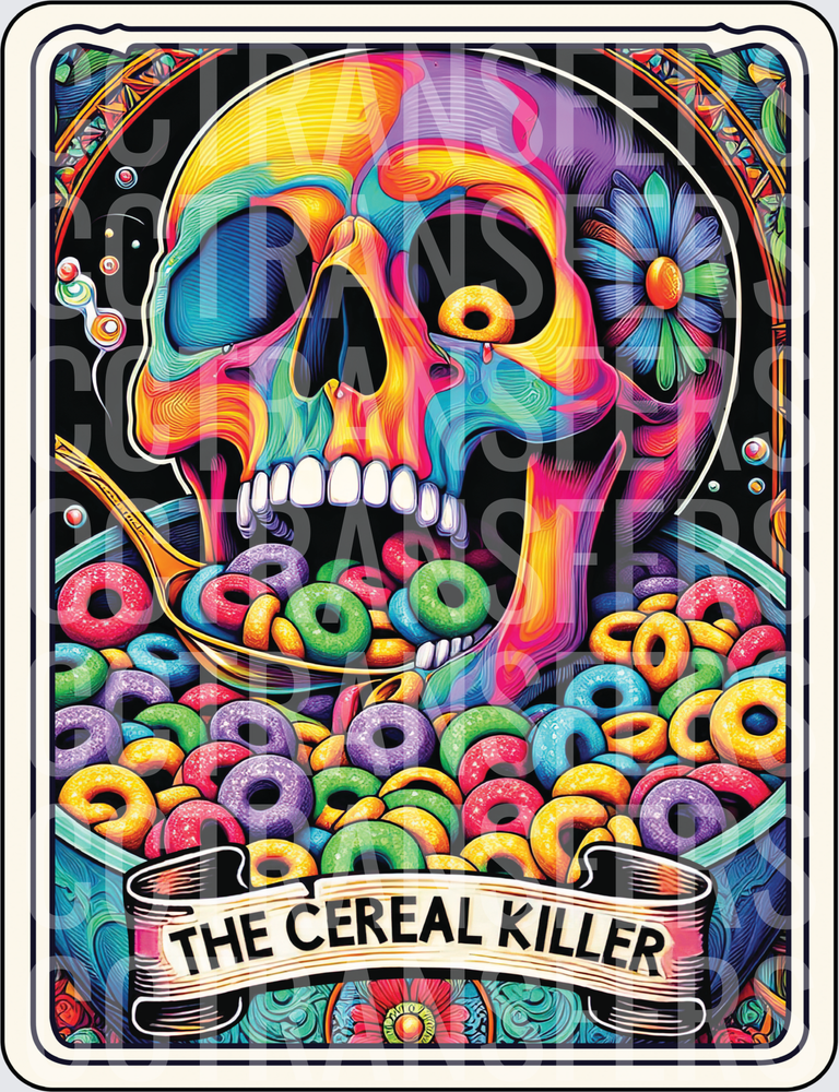The Cereal Killer Colorful Skull Tarot Card (DTF)