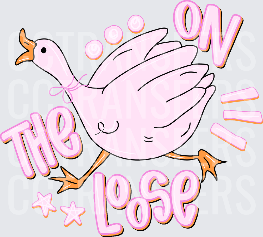 Cute Pink Goose On The Loose Running Wild (DTF)