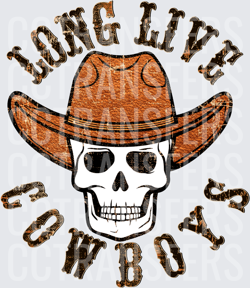 Long Live Cowboys Distressed Skull Western Hat (DTF)