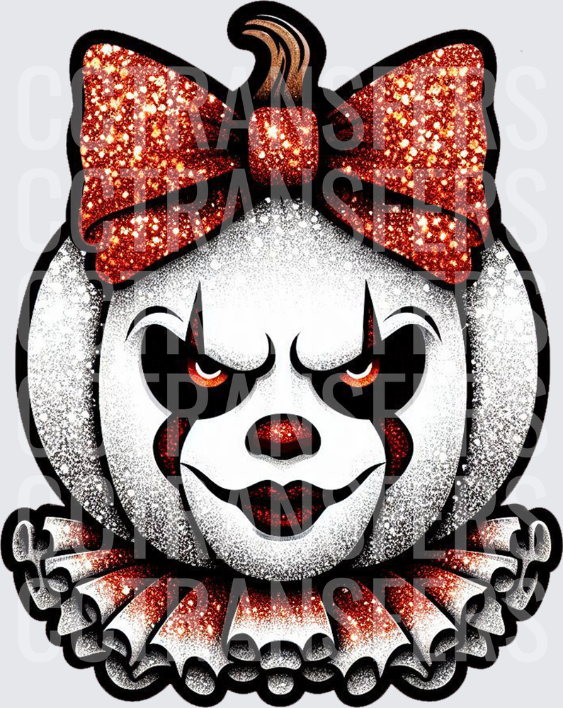 Glitter Evil Clown Face Red Bow Ruffle Collar (DTF)