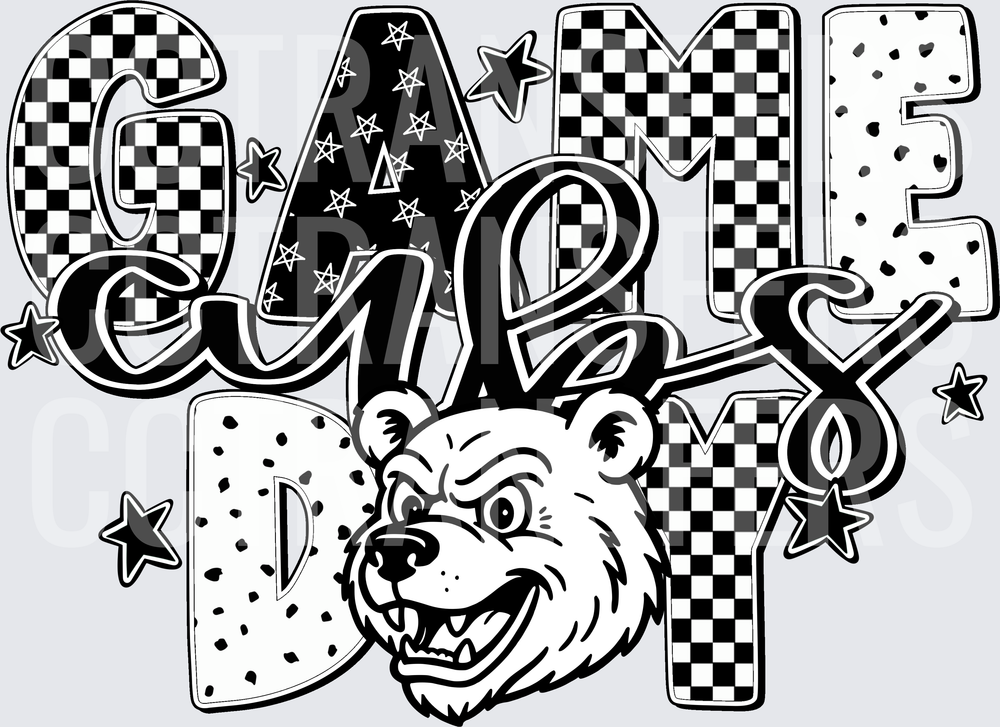 Game Cubs Day Fierce Bear Mixed Pattern Design (DTF)