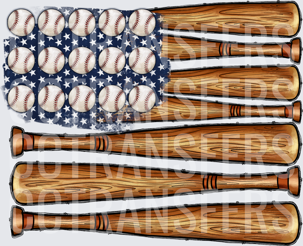 Distressed American Flag Baseball Bats and Balls (DTF)