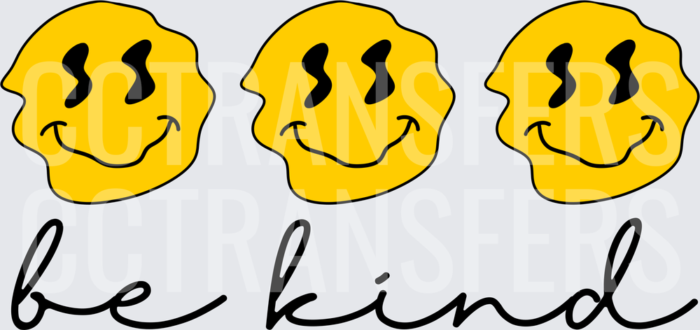 Three Wavy Smiley Faces Be Kind (DTF)
