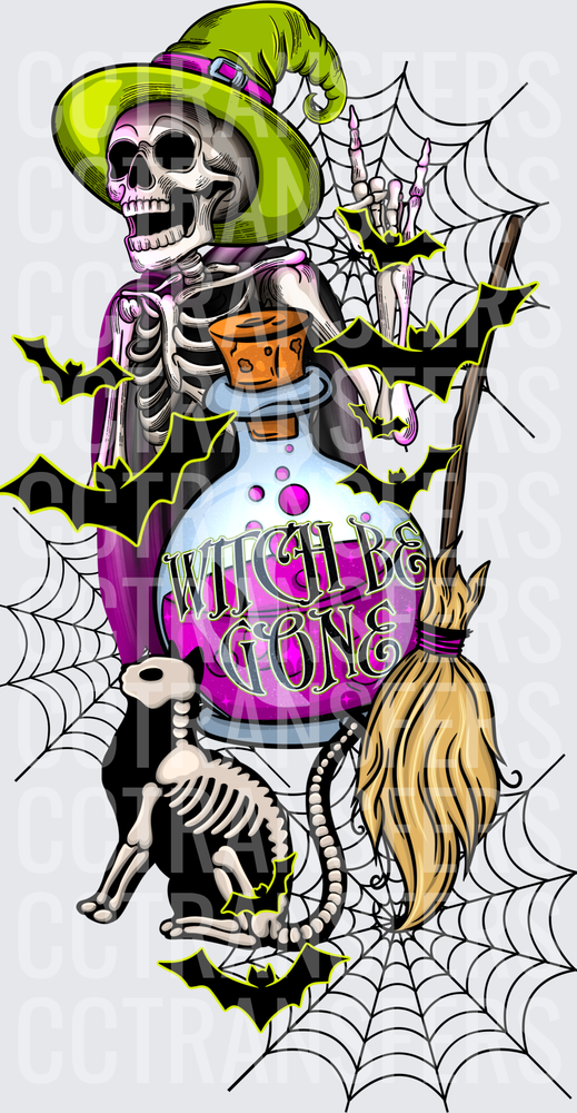 Witch Be Gone Skeleton Witch Potion Halloween (DTF)