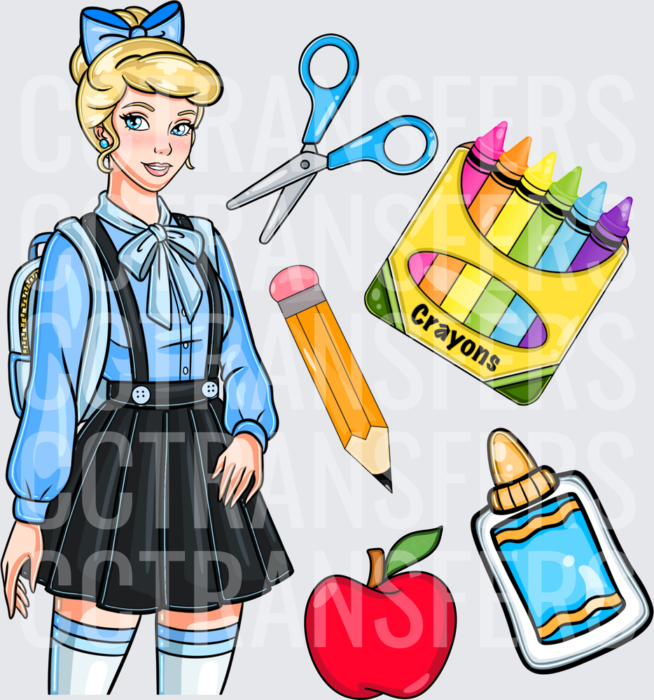 Blonde Princess Back To School Supplies Set (DTF)