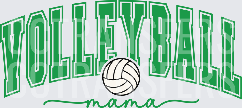 Green Arched Volleyball Mama Script with Ball (DTF)