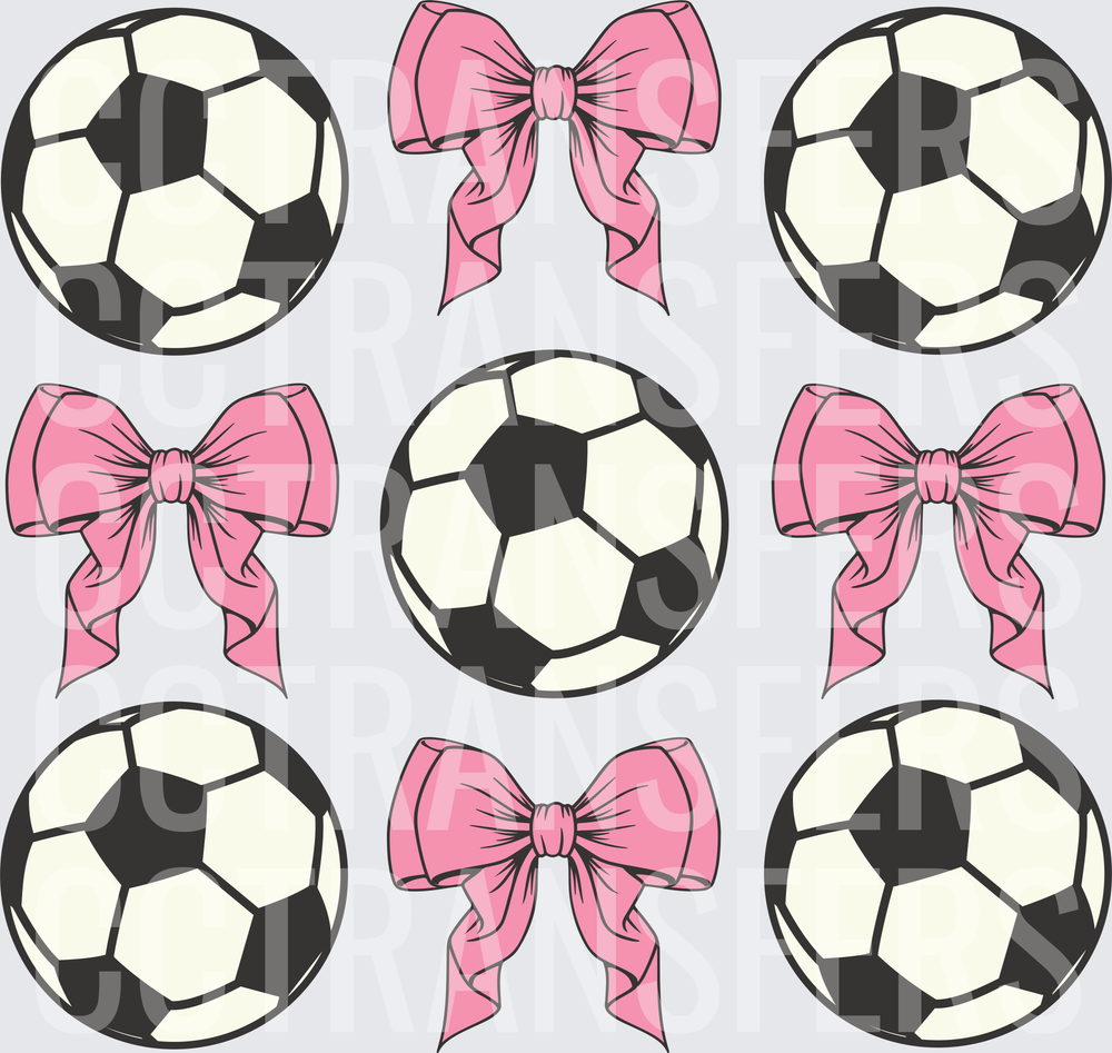 Soccer Balls and Pink Bows Collection (DTF)