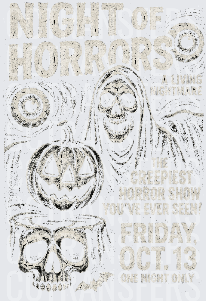 Night of Horrors Friday Oct 13 Halloween Horror Poster (DTF)