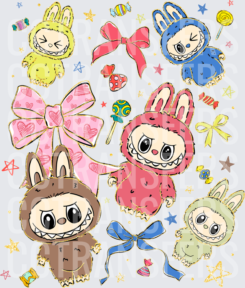 Cute Monster Bunny Crew Candy Bows Stars (DTF)