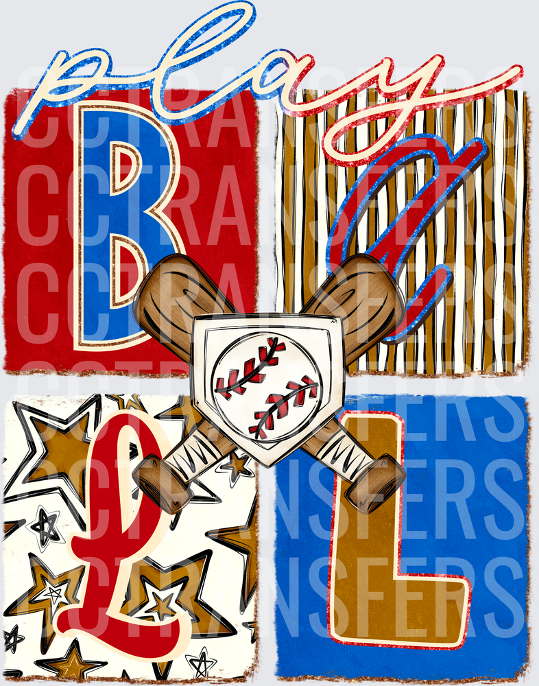 Play Ball Crossed Bats Home Plate Baseball Stars (DTF)