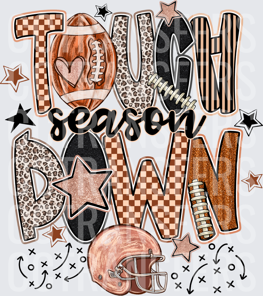 Touchdown Season Patterned Football Helmet Leopard Checker (DTF)