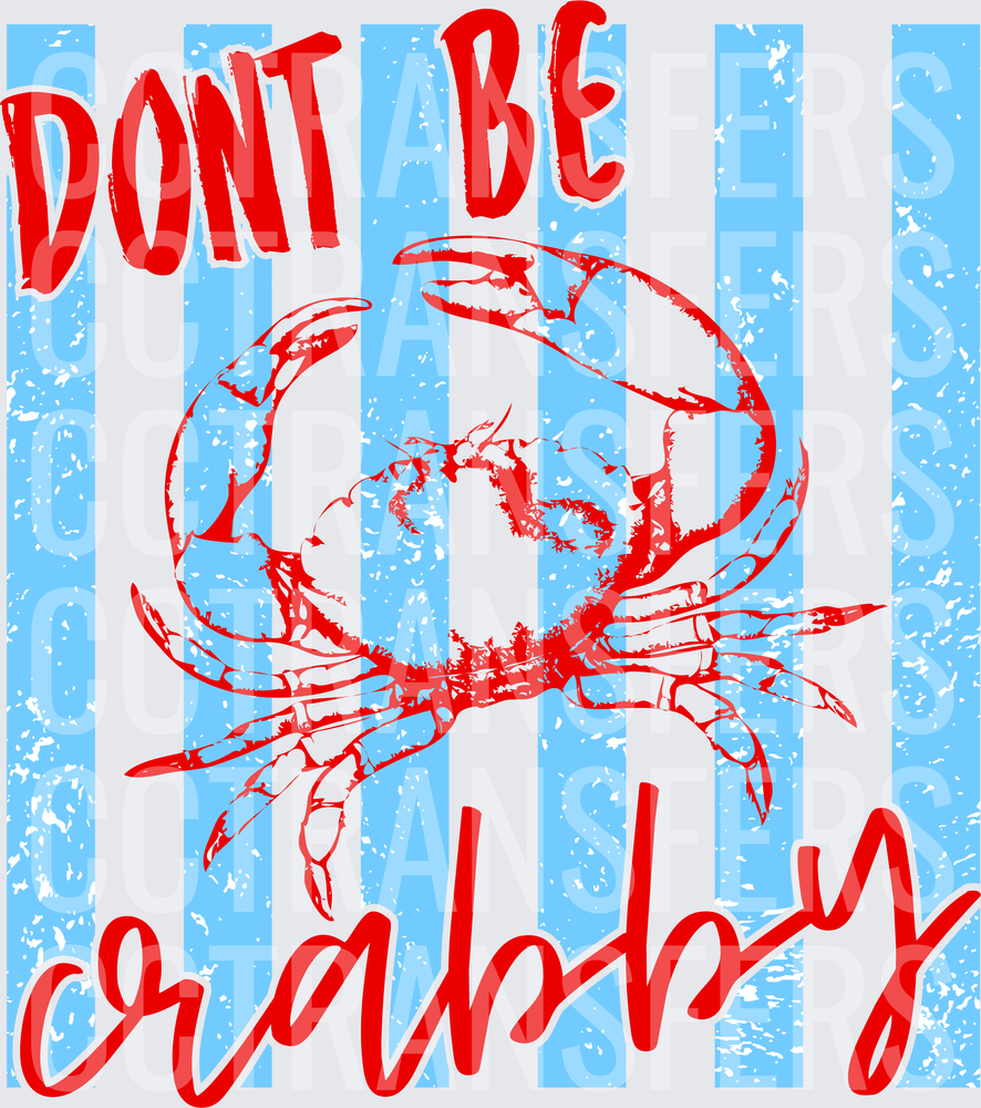 Don't Be Crabby Red Crab Blue Stripe Vintage Design (DTF)