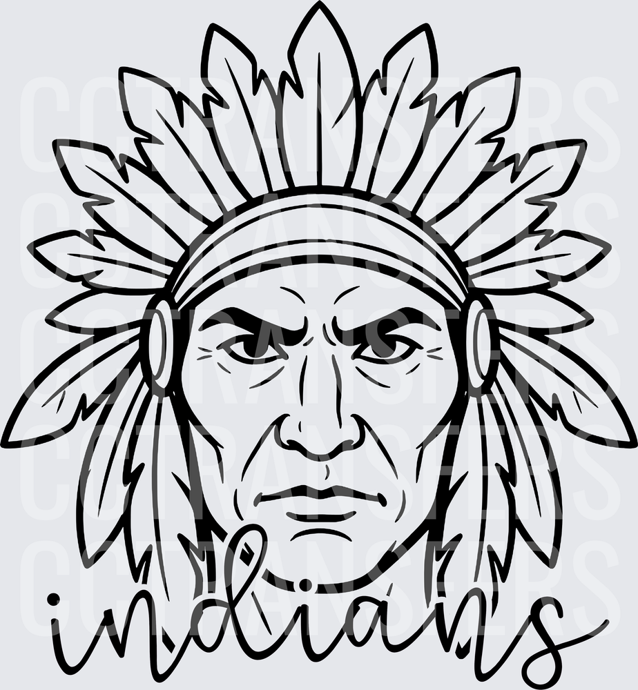 Native Chief Headdress Face Indians Script (DTF)