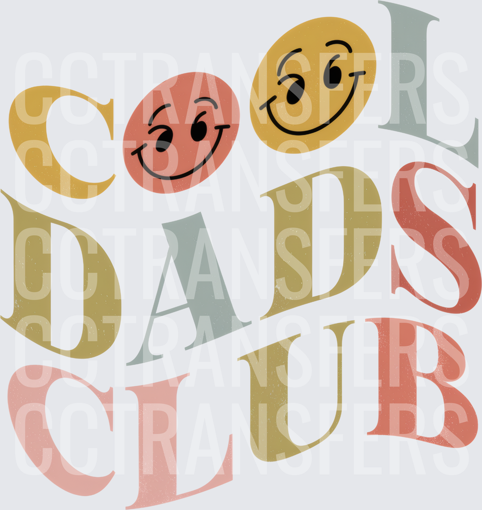Cool Dads Club Retro Smiley Face Multicolor Typography (DTF)