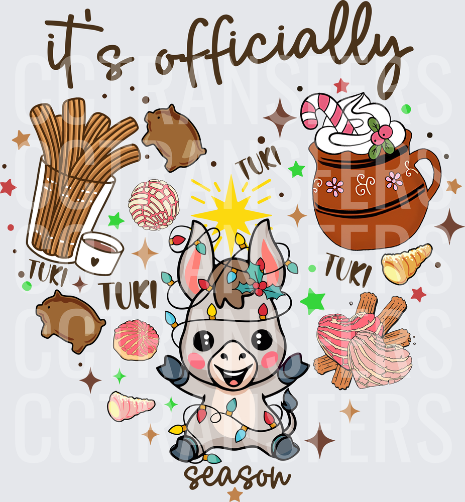 It's Officially Season Cute Donkey Christmas Lights (DTF)