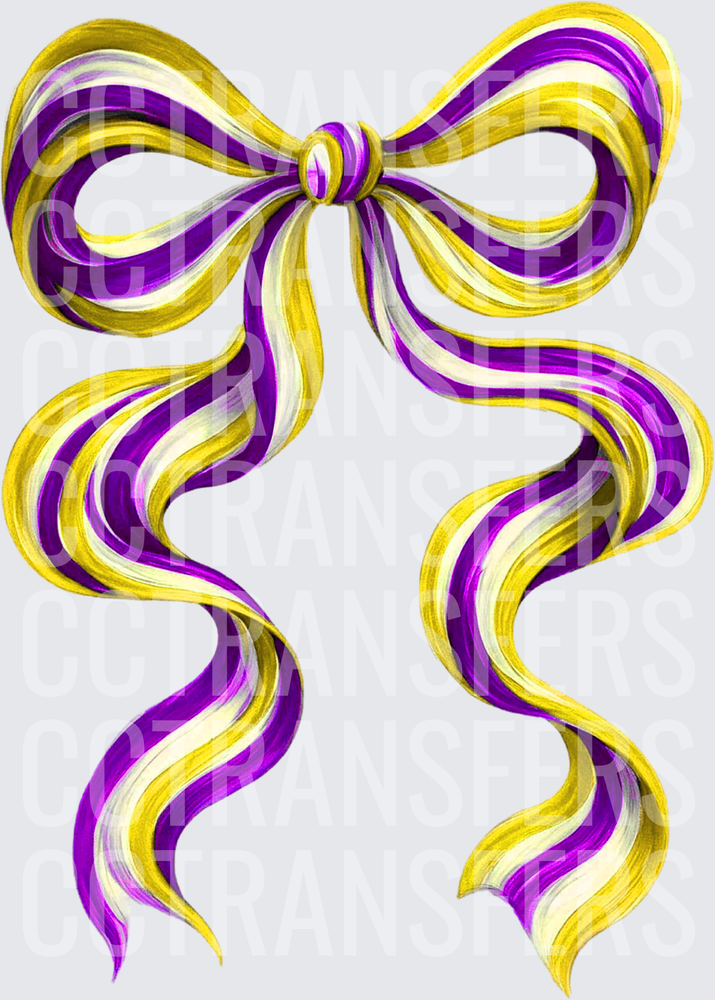 Purple Gold White Striped Decorative Ribbon Bow (DTF)