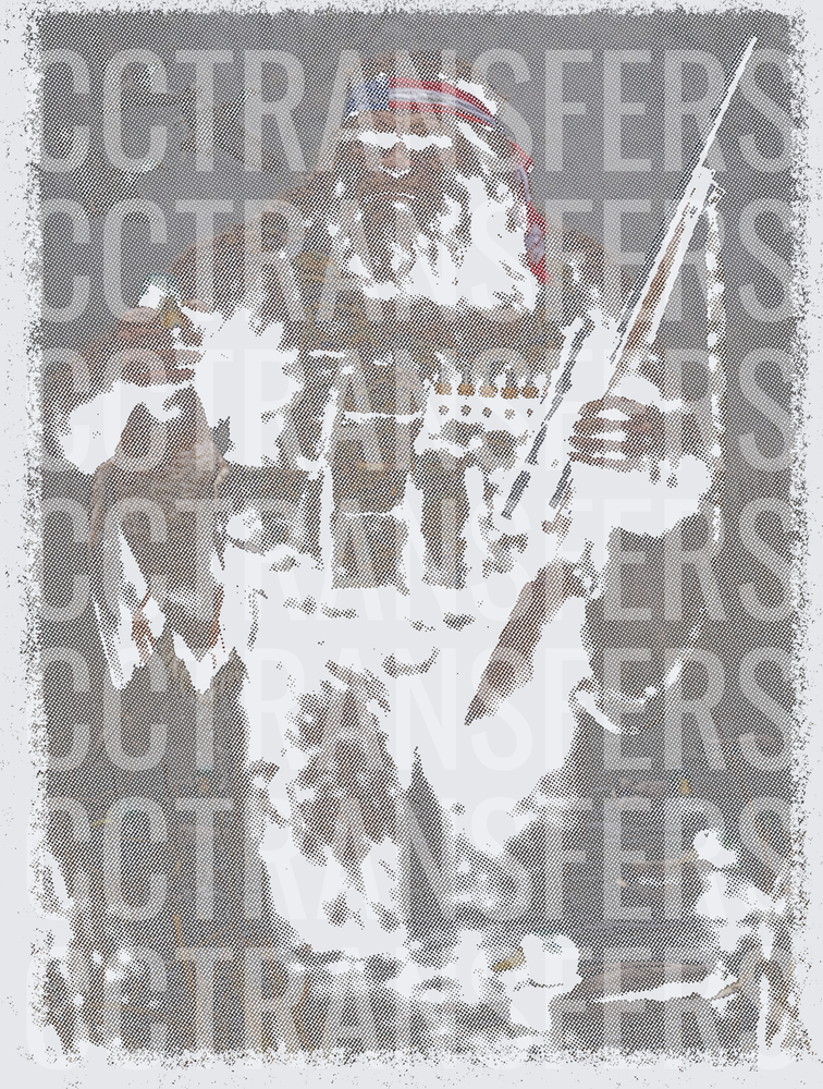 Bearded Outdoorsman American Flag Bandana Holding Rifle (DTF)