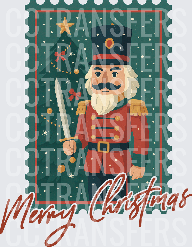 Merry Christmas Vintage Postage Stamp Toy Soldier (DTF)