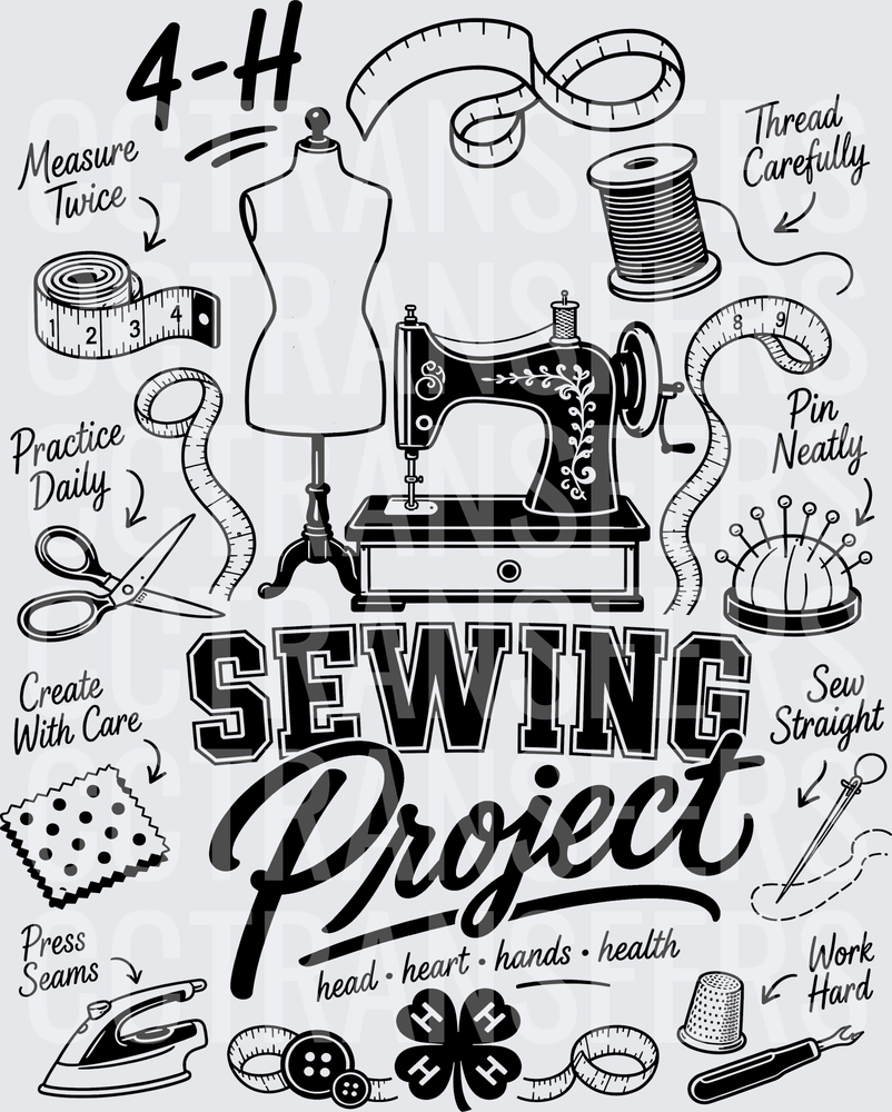 Sewing Project Head Heart Hands Health 4-H Vintage Design (DTF)