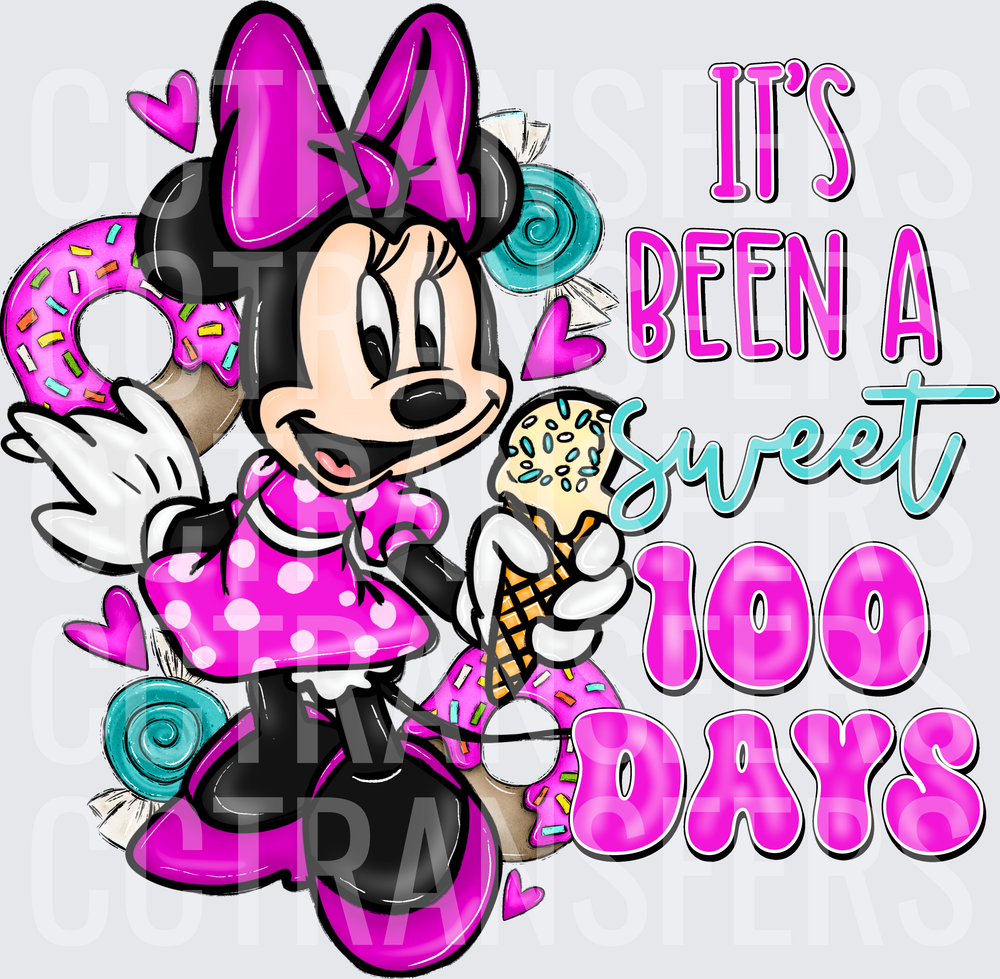 It's Been A Sweet 100 Days Cartoon Mouse Sweets (DTF)