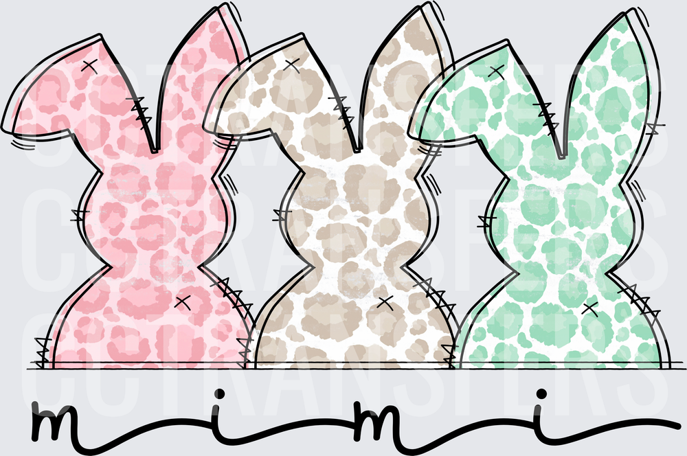 Mimi Leopard Print Easter Bunny Trio (DTF)