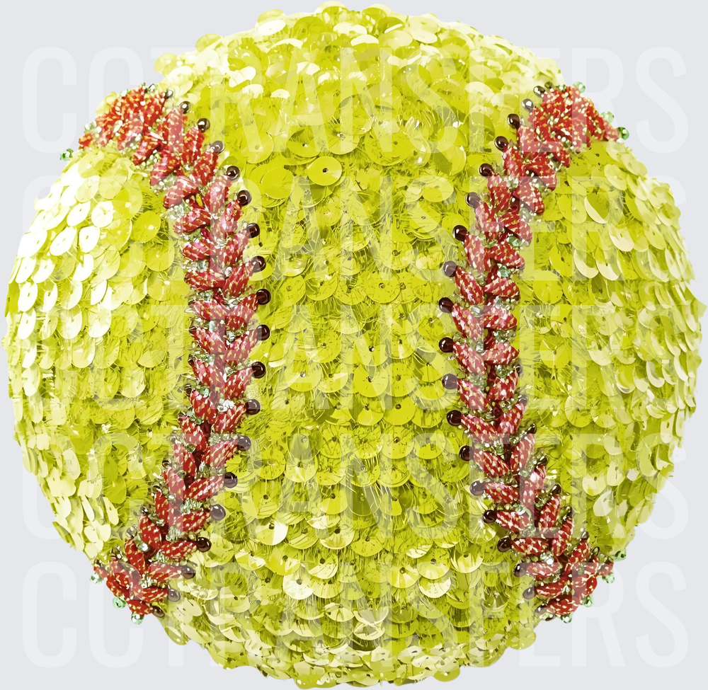 Sequin Glitter Softball with Red Laces (DTF)