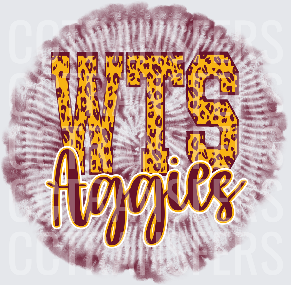 WTS Aggies Leopard Print Tie-Dye Circle (DTF)