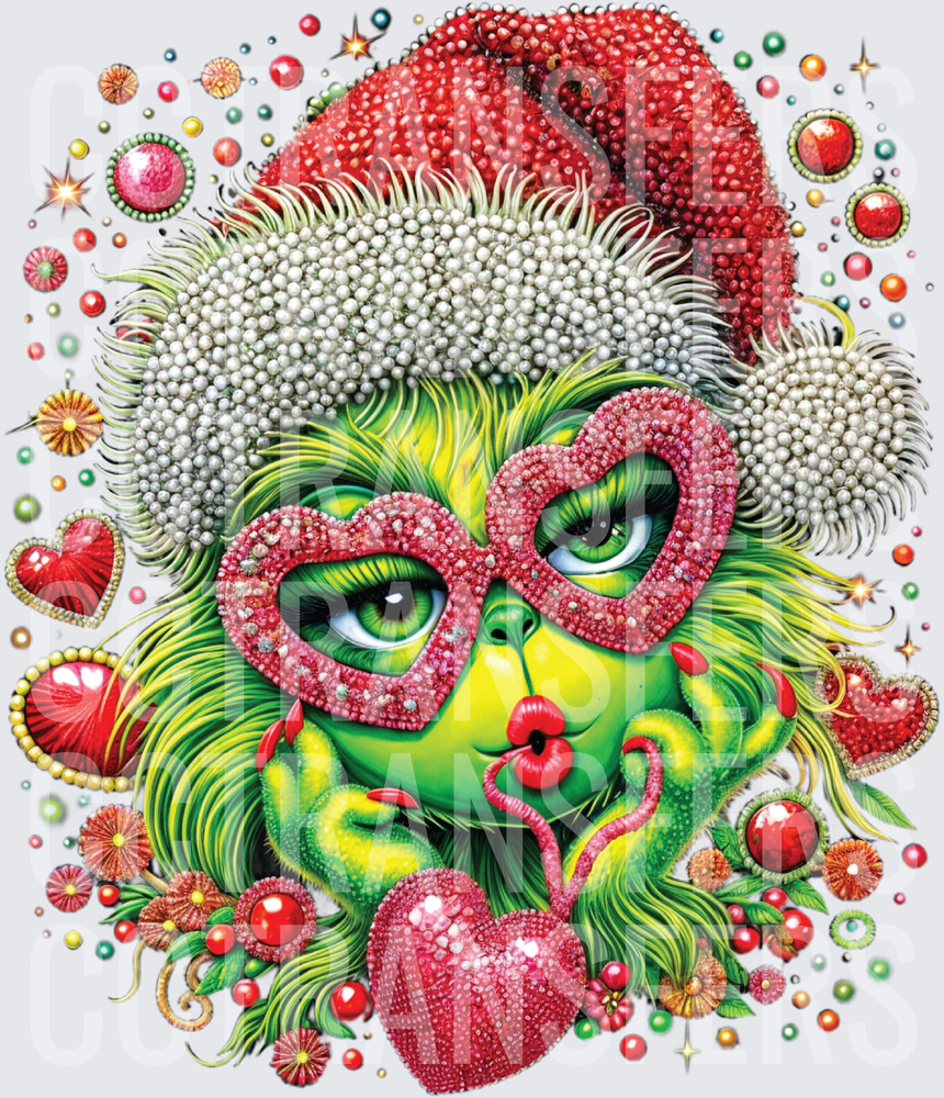 Glamorous Green G-Man with Bejeweled Heart Sunglasses (DTF)