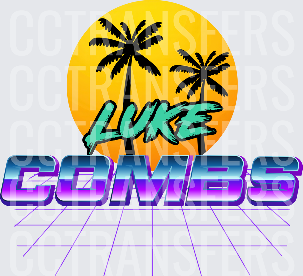 Retro 80s Palm Tree Sunset Luke Combs (DTF)