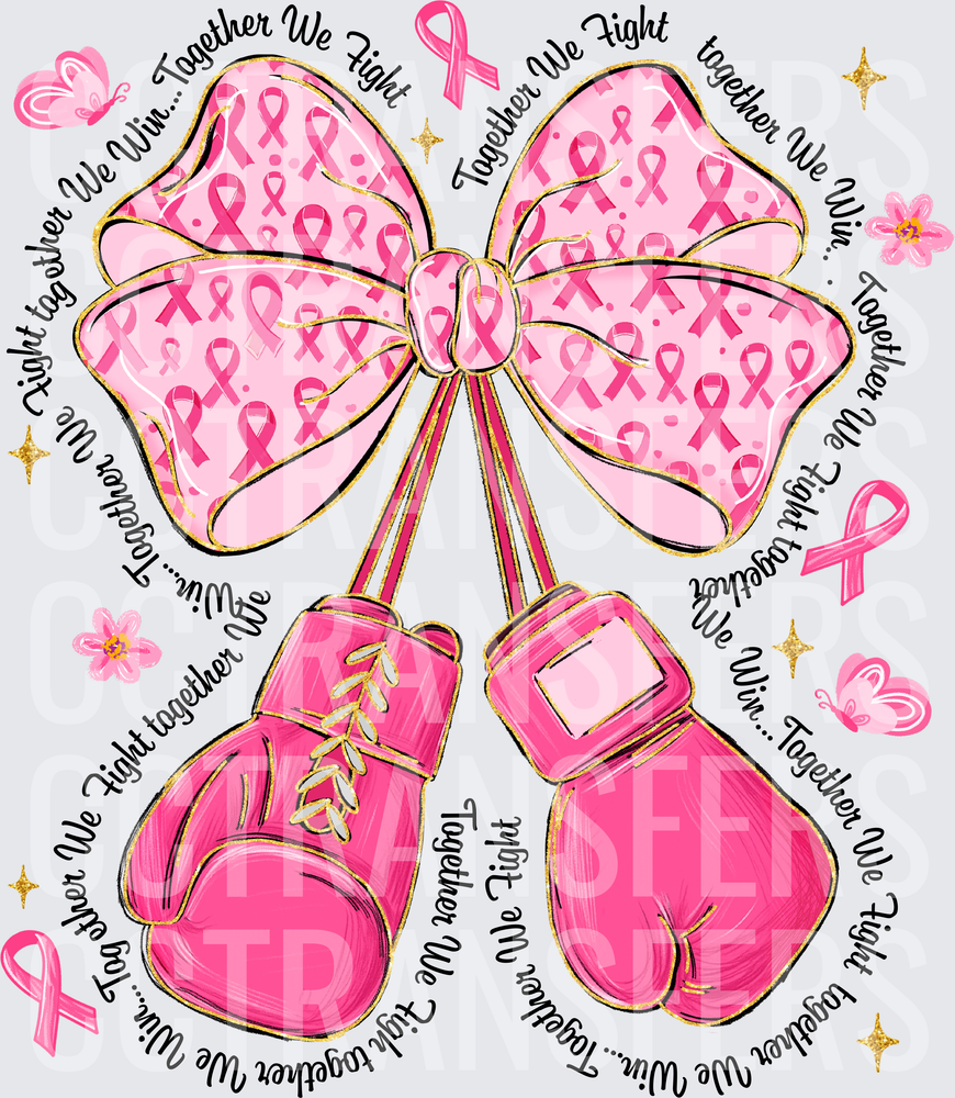 Together We Fight Pink Ribbon Bow Boxing Gloves (DTF)