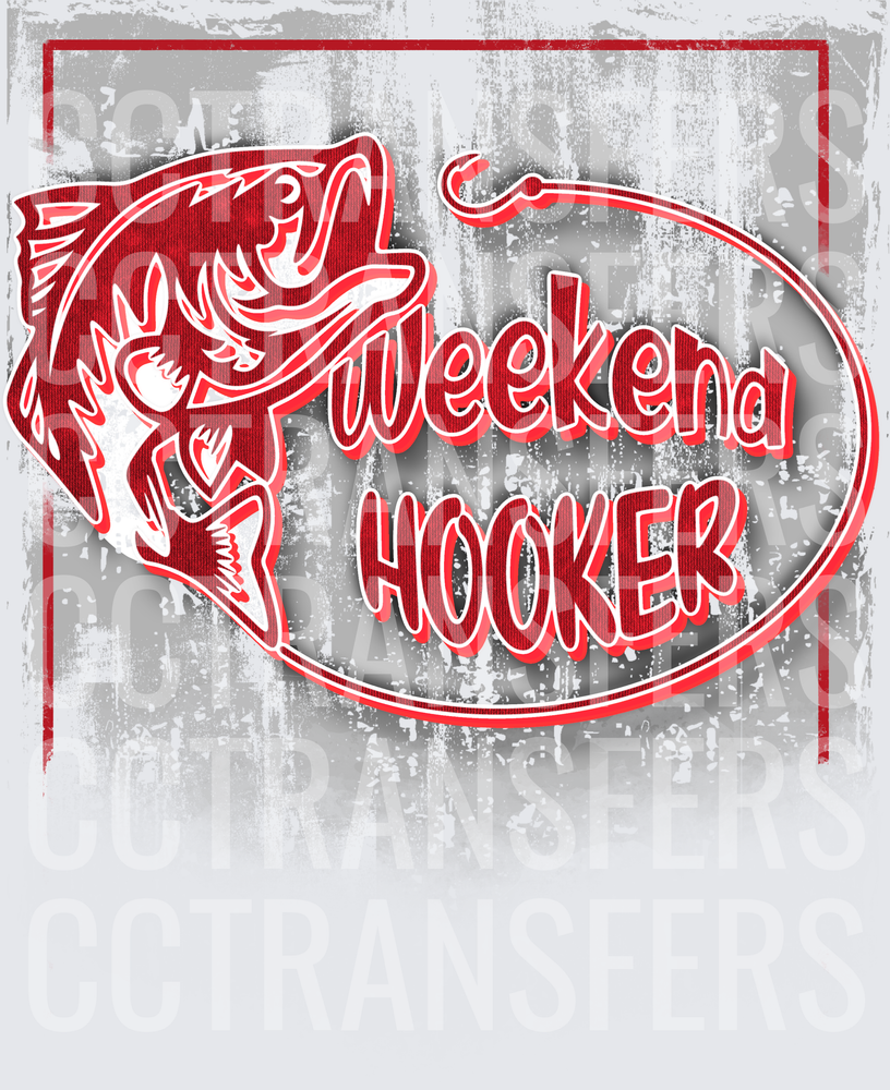 Weekend Hooker Jumping Bass Fish Grunge Oval (DTF)