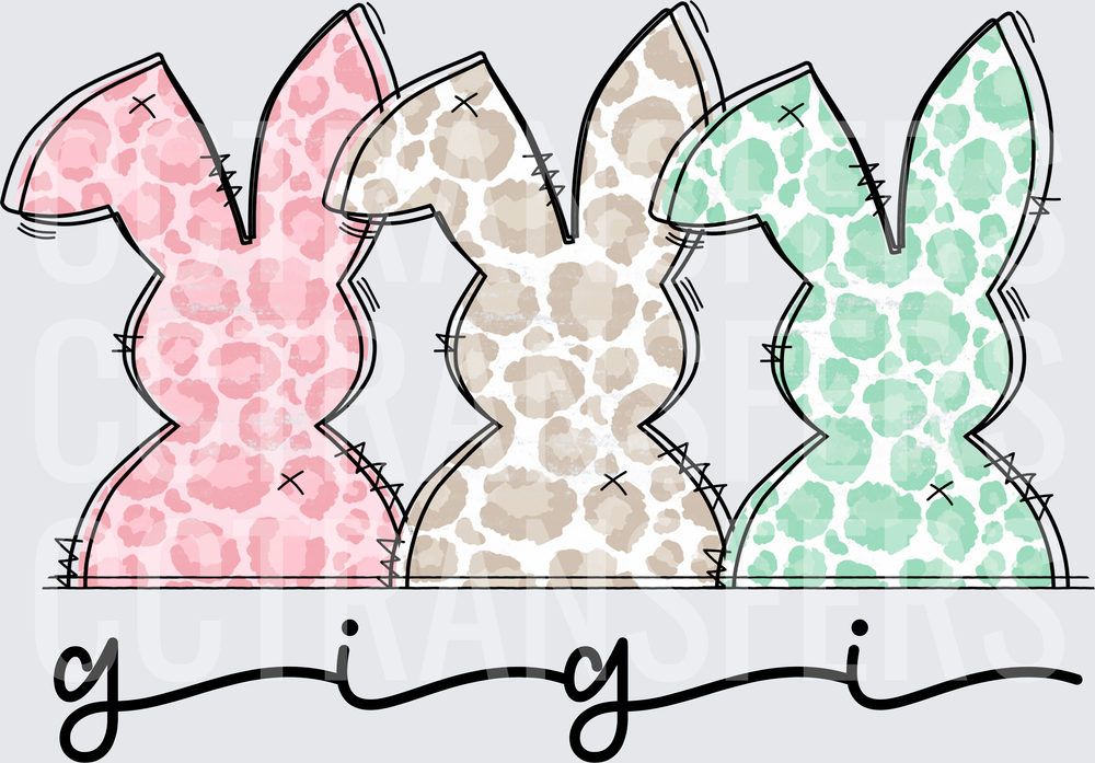 Gigi Leopard Print Easter Bunny Trio (DTF)