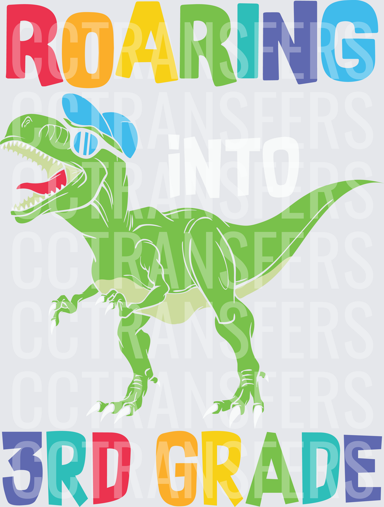 Roaring Into 3rd Grade Cool T-Rex with Sunglasses (DTF)