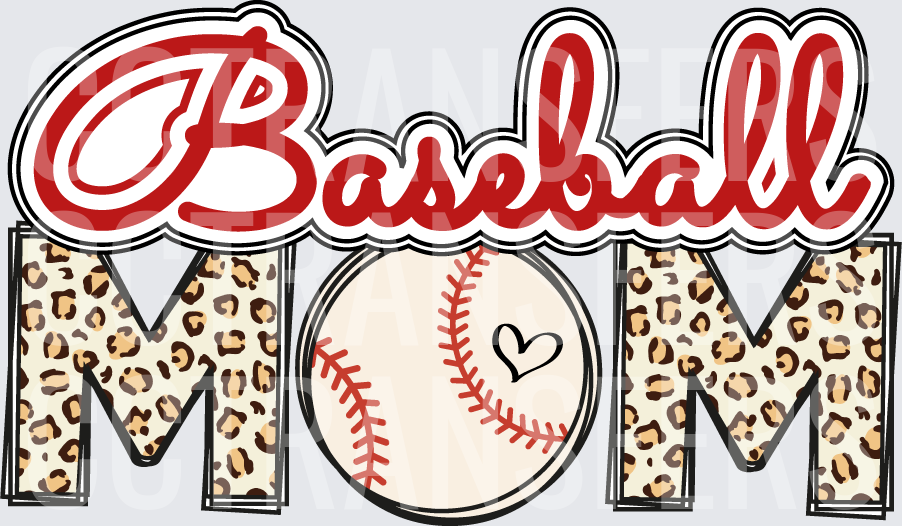 Baseball Mom Leopard Print Heart Ball Design (DTF)