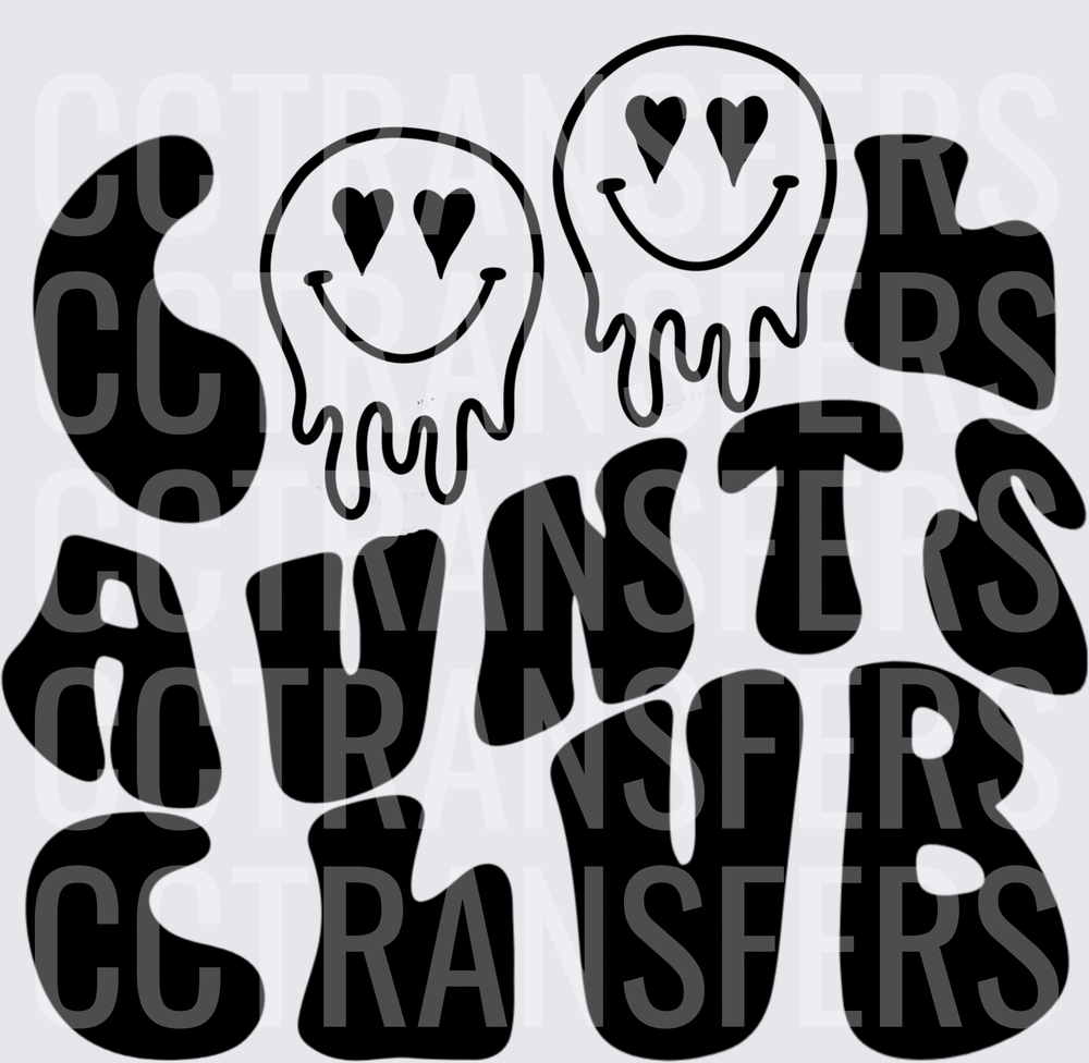 Cool Aunts Club Melting Smiley Heart Eyes Groovy (DTF)