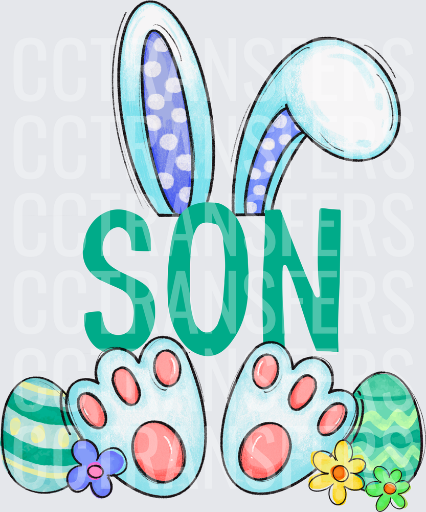 Son Easter Bunny Ears Paws Eggs Flowers (DTF)