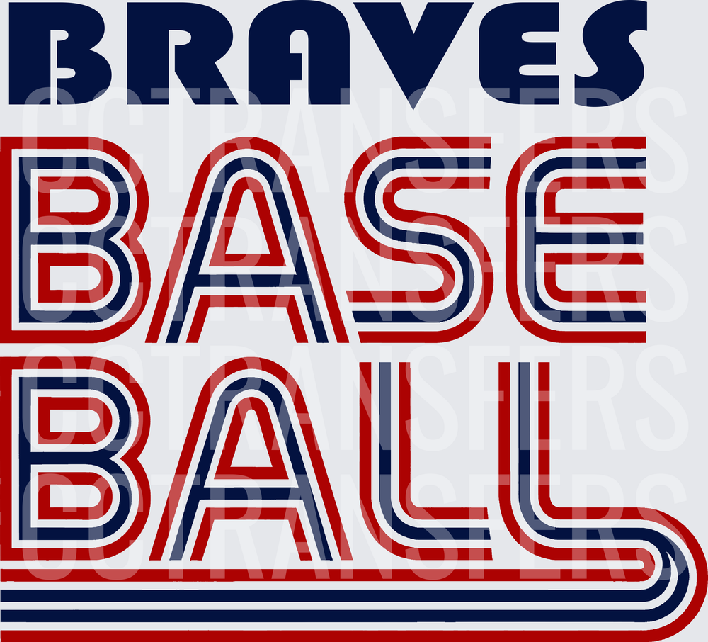 Braves Baseball Retro Stripe Bold Text Design (DTF)