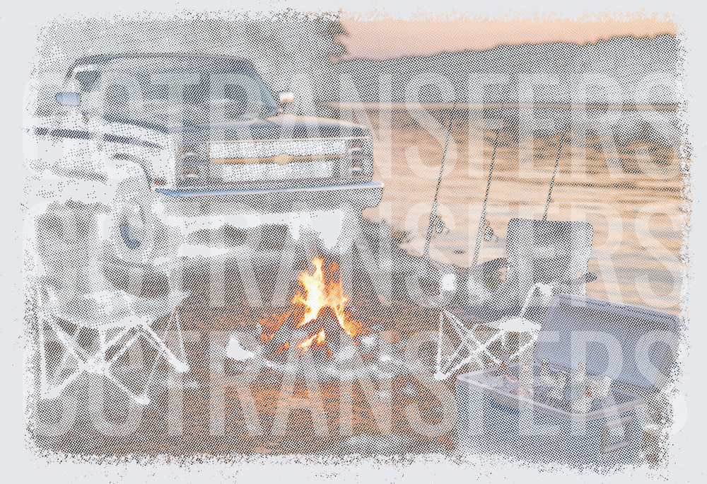 Truck Campfire Fishing Rods Camp Chairs Outdoor Scene (DTF)