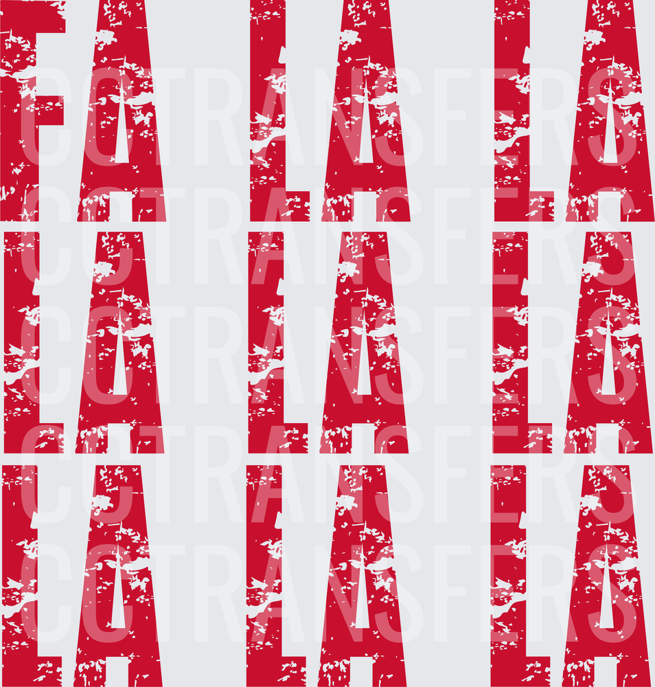 Fa La La La La La La La La Distressed Red Grid (DTF)