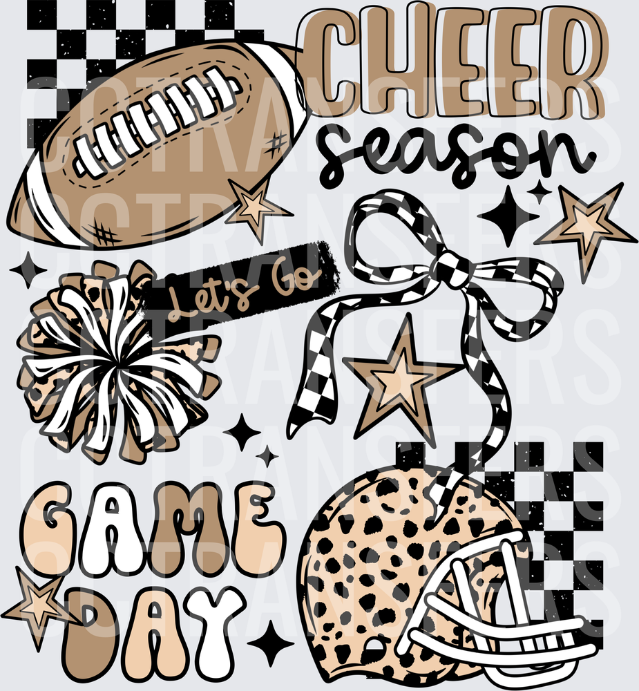 Cheer Season Game Day Let's Go Football Helmet Pom Pom (DTF)